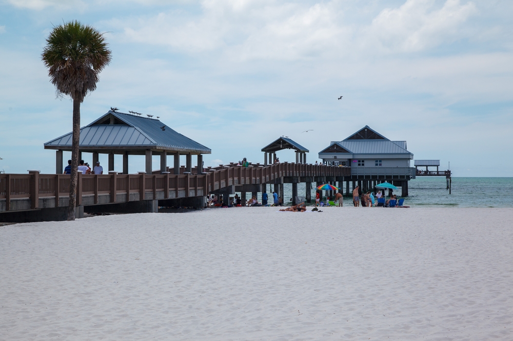 View of pier and Gulf of Mexico from the beach