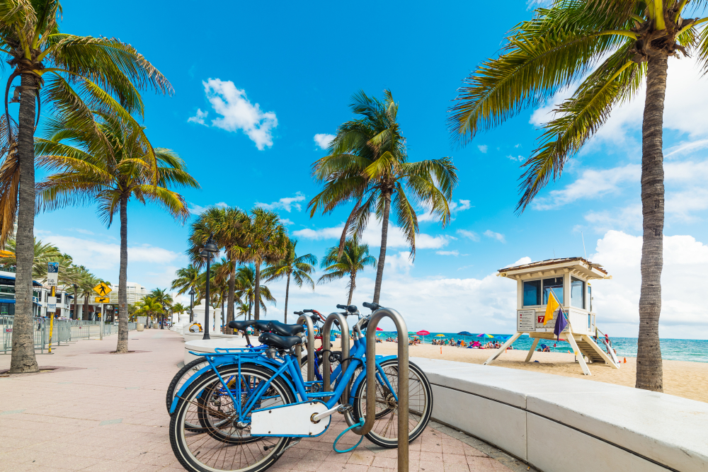 Bikes parked along a Florida boardwalk