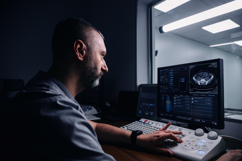 Radiologist reviews scan
